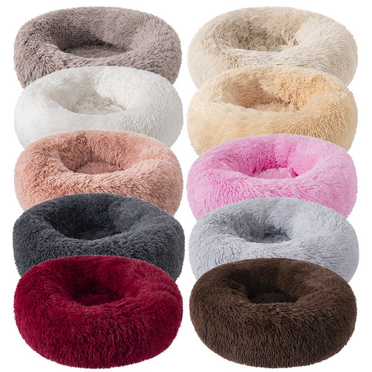 Factory direct cat litter kennel plush round dog bed warm pad pet litter dog pad supplies wholesale