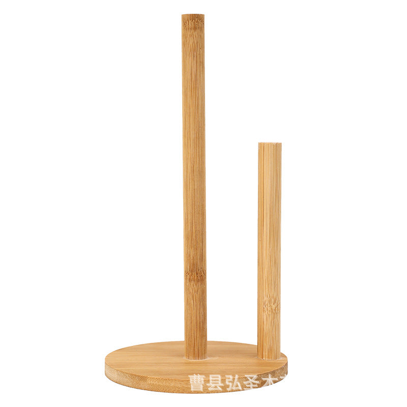 Bamboo tissue holder, kitchen and dining room upright wooden roll paper storage rack, cling film holder, lazy dishcloth holder.