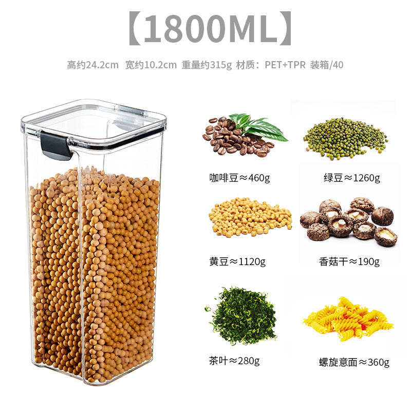 Square flower tea packaging box, 460ml, four-compartment plastic airtight container, food-grade storage box.