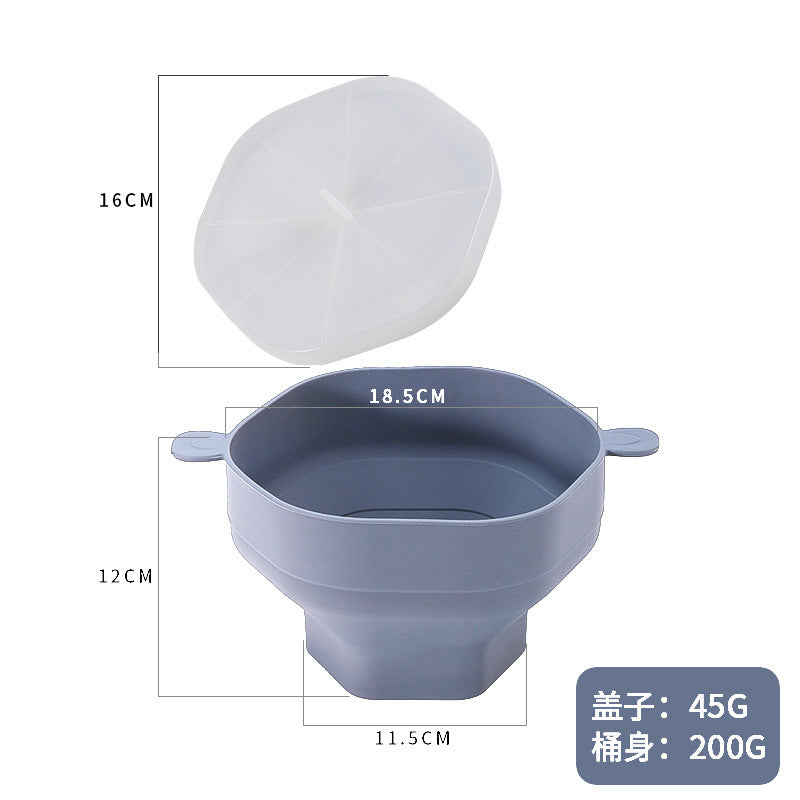 Silicone popcorn bucket with handle silicone popcorn bowl microwave oven foldable popcorn bucket