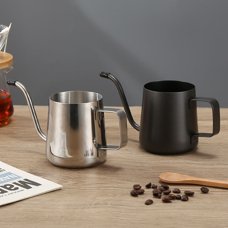 304 stainless steel fine mouth hand brewing pot 600ML with cover thickened mini long mouth fine mouth drip coffee hanging ear pot