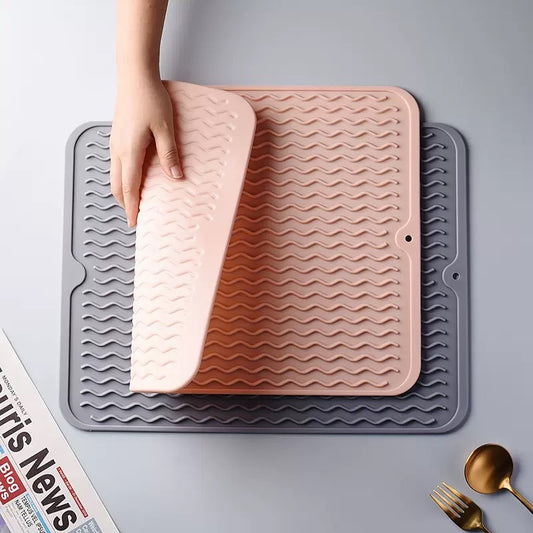 Nordic hot-selling kitchen silicone drain mat foldable placemat drain rack easy to store heat insulation mat environmentally friendly anti-scalding