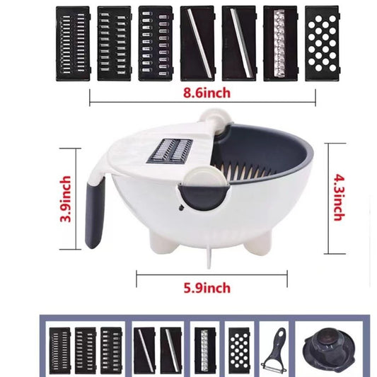9-in-1 Vegetable Cutter, Factory Direct, Drain Basket, Vegetable Cutter with Drainer, Shredder, Fruit Basket (Multi-functional)