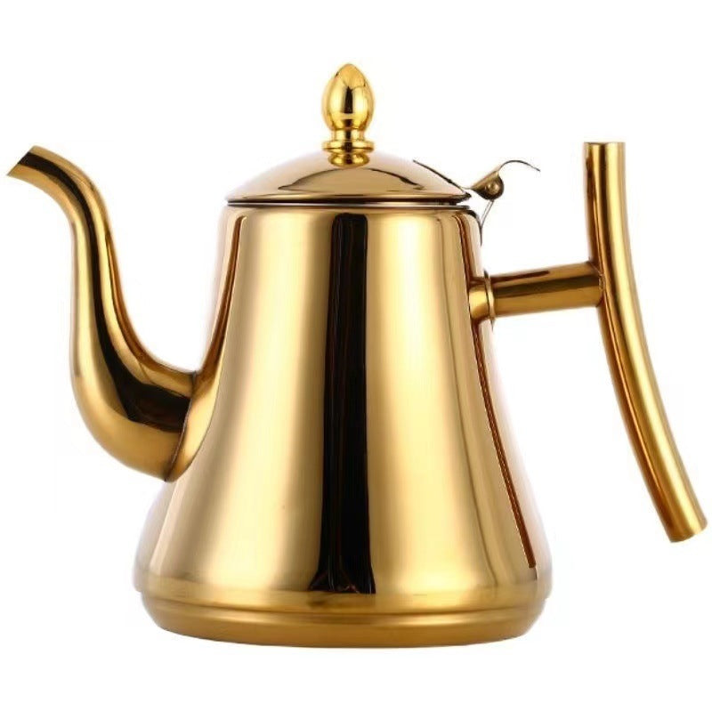 Thickened stainless steel teapot with filter for hotels, restaurants and teahouses, universal kettle for tea brewing, wholesale