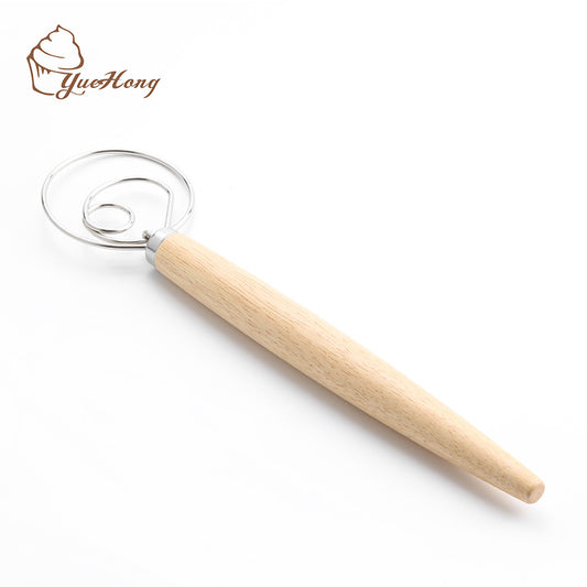 Danishwhisk13 inch wooden handle Danish single coil dough mixer eggbeater manual flour mixer