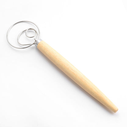 Danishwhisk13 inch wooden handle Danish single coil dough mixer eggbeater manual flour mixer