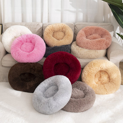 Factory direct cat litter kennel plush round dog bed warm pad pet litter dog pad supplies wholesale
