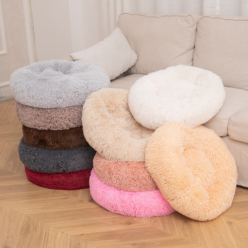 Factory direct cat litter kennel plush round dog bed warm pad pet litter dog pad supplies wholesale