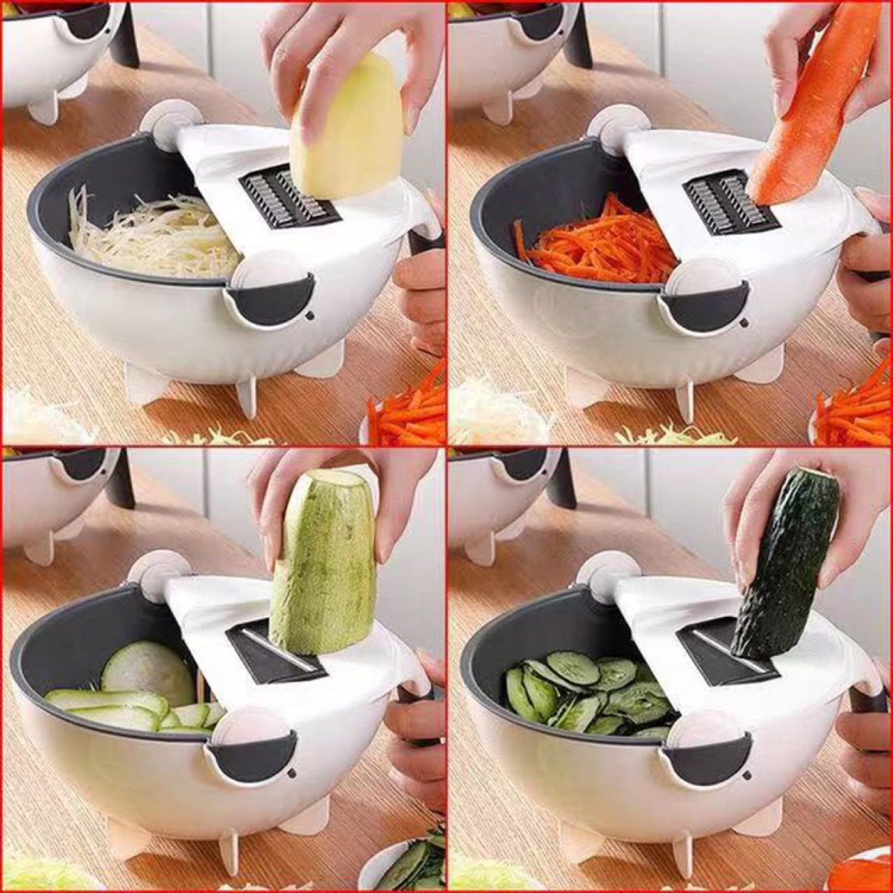 9-in-1 Vegetable Cutter, Factory Direct, Drain Basket, Vegetable Cutter with Drainer, Shredder, Fruit Basket (Multi-functional)
