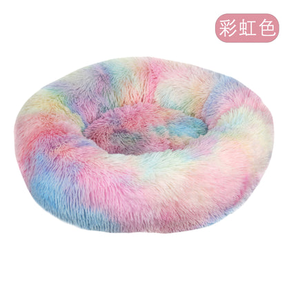 Factory direct cat litter kennel plush round dog bed warm pad pet litter dog pad supplies wholesale