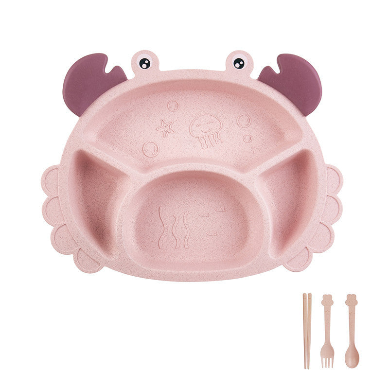 Children's crab tableware 6-piece set baby creative shape divided home dining plate shatter-resistant double-handled bowl cup
