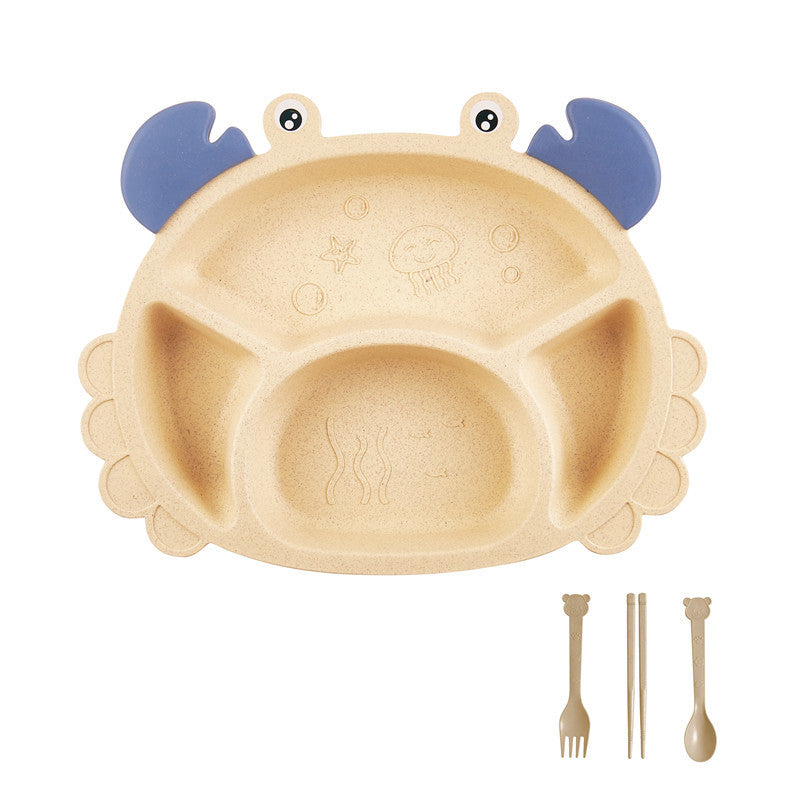 Children's crab tableware 6-piece set baby creative shape divided home dining plate shatter-resistant double-handled bowl cup