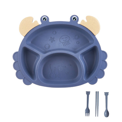Children's crab tableware 6-piece set baby creative shape divided home dining plate shatter-resistant double-handled bowl cup