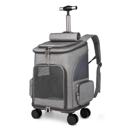 Hanbang's new folding trolley pet backpack Travel pet backpack Universal wheel trolley pet bag