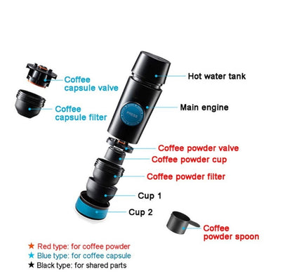 Portable coffee machine, household rechargeable battery, car mini electric espresso powder capsule coffee machine