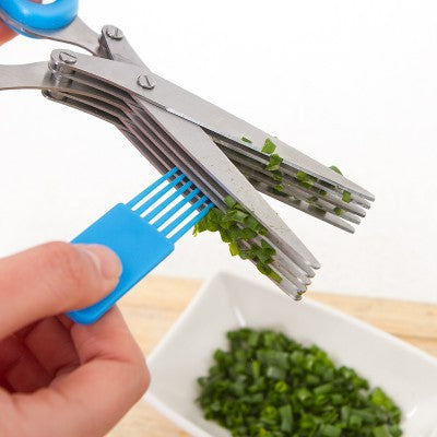 Kitchen green onion shears multifunctional scissors vegetable cutting scissors stainless steel multi-layer scissors household laver chopped vegetable cutting