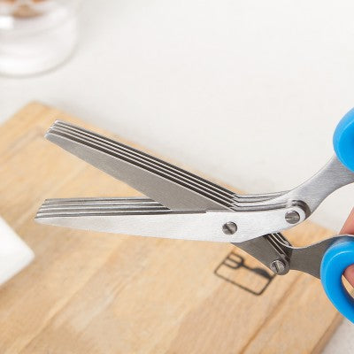 Kitchen green onion shears multifunctional scissors vegetable cutting scissors stainless steel multi-layer scissors household laver chopped vegetable cutting