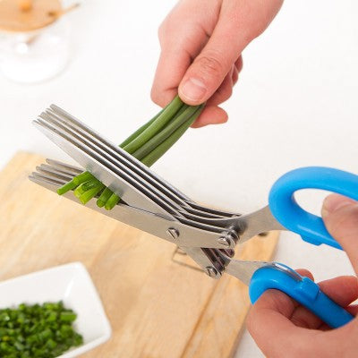 Kitchen green onion shears multifunctional scissors vegetable cutting scissors stainless steel multi-layer scissors household laver chopped vegetable cutting