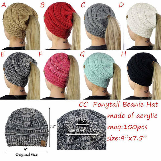 Ponytail Knitted Hat