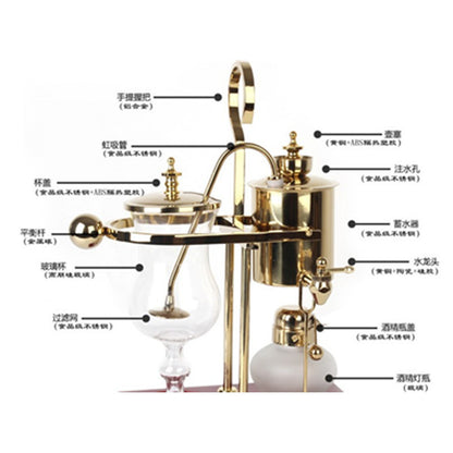 Ready-to-use siphon coffee pot, Belgian pot, stainless steel electroplating gold