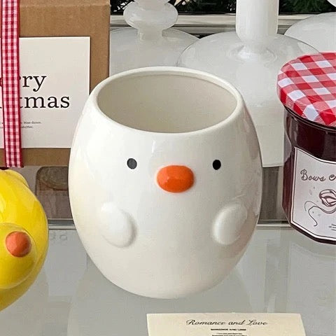 Korean-style inS-style cute little yellow duck coffee cups, plates, breakfast cups, water cups, creative underglaze ceramic cups