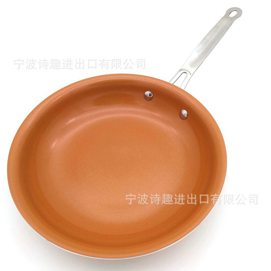 copper pan copper color non-stick multi-size round pot aluminum alloy pressed l pan with double bottom