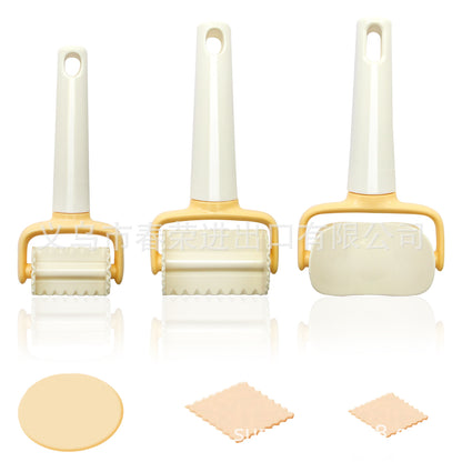 3-piece set of cookie molder, plastic dough roller, cookie cutter, baking utensils, cake tools