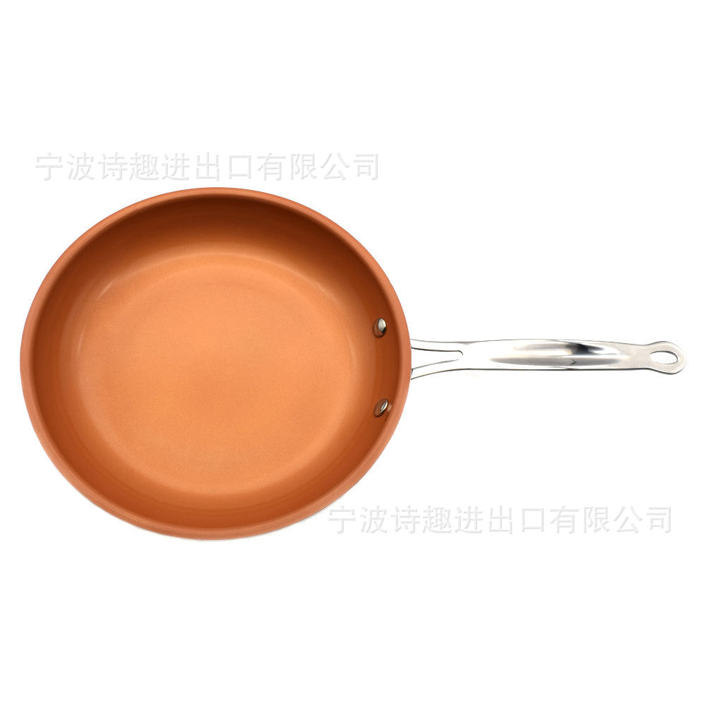 copper pan copper color non-stick multi-size round pot aluminum alloy pressed l pan with double bottom
