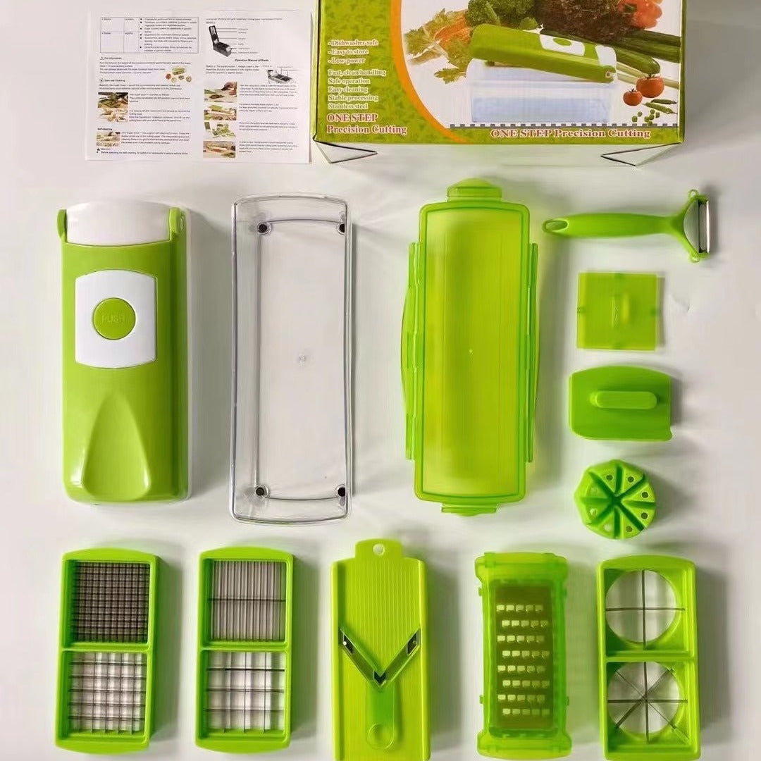 Foreign trade cross-border multifunctional vegetable cutter grid vegetable cutter kitchen gadgets 12 pieces shredder slicer grater