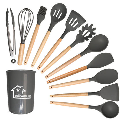 Silicone kitchenware set 12 pieces silicone spatula soup spoon non-stick food grade silicone spatula household kitchenware wholesale