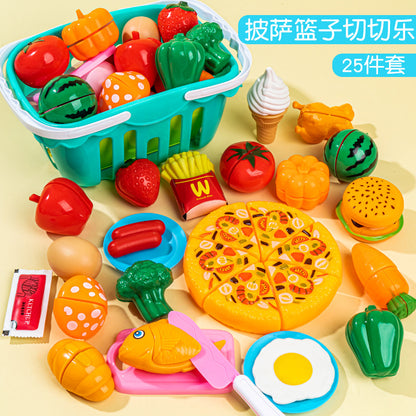 Fruit cutting toys Qieqiele girls simulation vegetable cake basket children's play house kitchen toy set