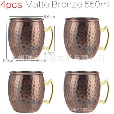 Cross-border hot selling Moscow cup mule cup 304 stainless steel copper-plated hammer point cup bare body cup wine glass cocktail cup