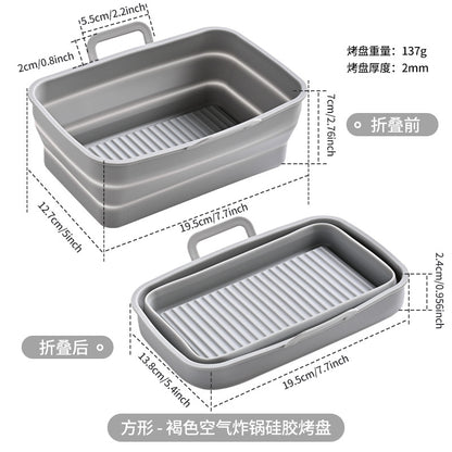 Rectangular air fryer baking tray Ninja DZ201410 double pull basket foldable silicone fryer tray