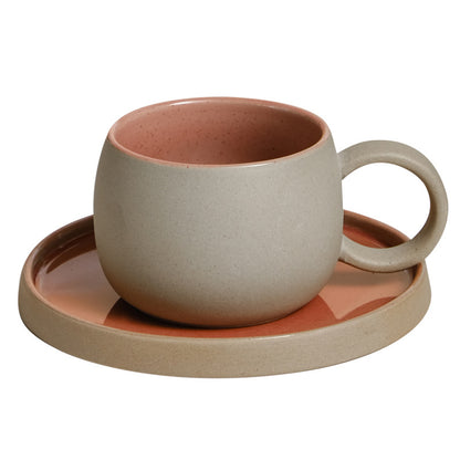 Coffee cup set ceramic retro stoneware Japanese mug saucer combination wholesale Nordic afternoon tea breakfast cup