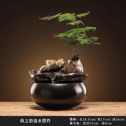 Simple small water ornaments ceramic fortune-attracting Chinese Zen tea table tea table office desktop study decoration