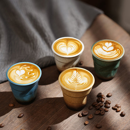 90ml espresso cup cross-border creative retro stoneware hand-kneaded wrinkled cup latte cup medieval ceramic tea cup
