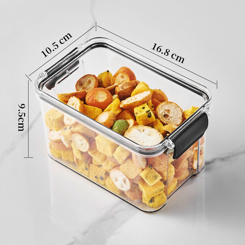Square flower tea packaging box, 460ml, four-compartment plastic airtight container, food-grade storage box.
