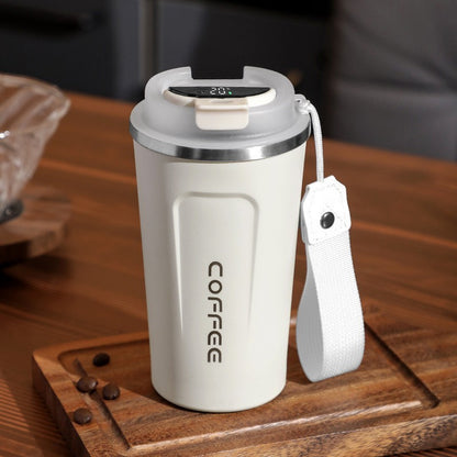 Simple style pure color 304 stainless steel thermos cup intelligent display temperature coffee cup car portable wholesale logo