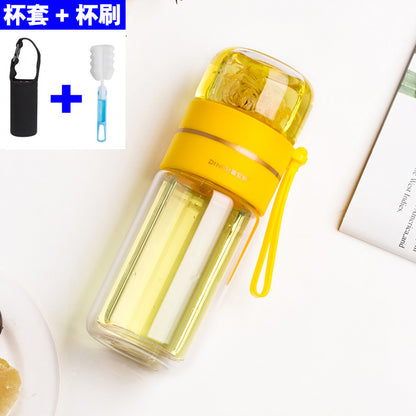 New tea and water separation glass double-layer men's water cup girls portable office tea cup personal tea brewing cup