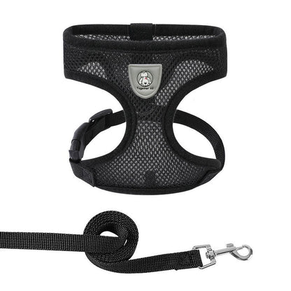 New vest-style pet leash nylon mesh dog harness set, reflective for dogs, available for wholesale.