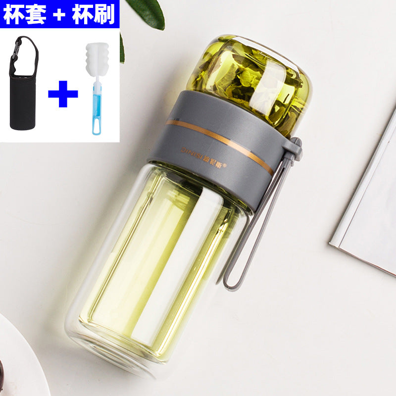 New tea and water separation glass double-layer men's water cup girls portable office tea cup personal tea brewing cup