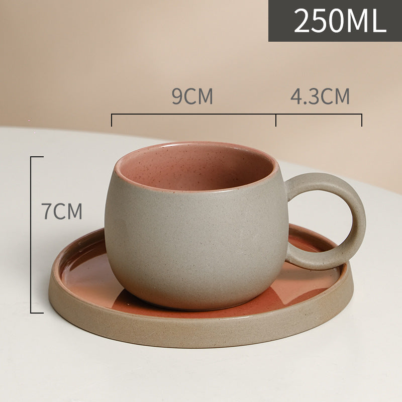 Coffee cup set ceramic retro stoneware Japanese mug saucer combination wholesale Nordic afternoon tea breakfast cup