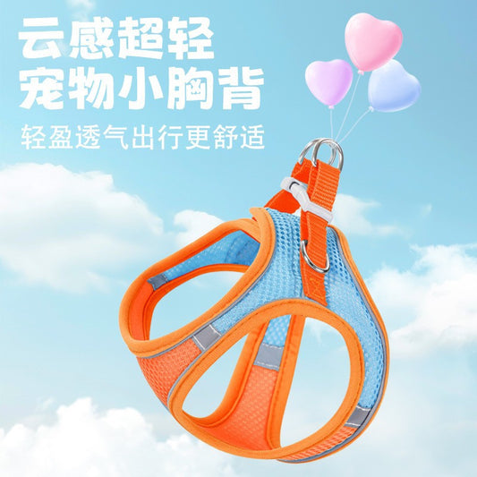 New vest-style pet leash nylon mesh dog harness set, reflective for dogs, available for wholesale.