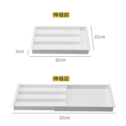 Kitchen drawer retractable storage box deep cabinet with removable plastic tray retractable partition storage box