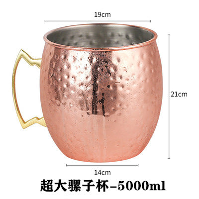 Cross-border hot selling Moscow cup mule cup 304 stainless steel copper-plated hammer point cup bare body cup wine glass cocktail cup