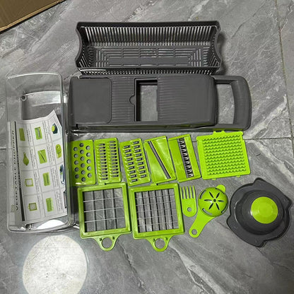 Foreign trade cross-border multifunctional vegetable cutter grid vegetable cutter kitchen gadgets 12 pieces shredder slicer grater