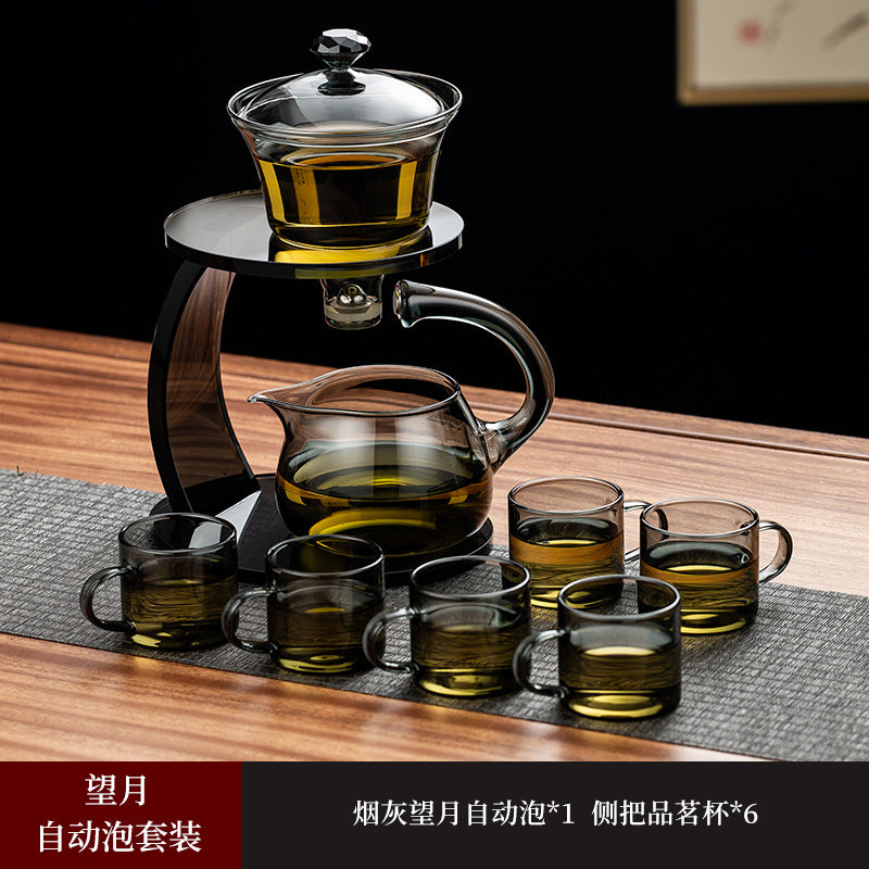 Semi-automatic teapot and tea set, Sky Mirror lazy tea set, deluxe magnetic tea maker for home use.