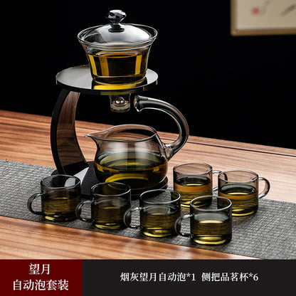 Semi-automatic teapot and tea set, Sky Mirror lazy tea set, deluxe magnetic tea maker for home use.