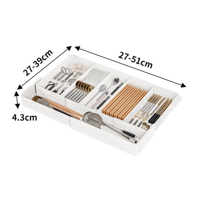 Kitchen drawer retractable storage box deep cabinet with removable plastic tray retractable partition storage box