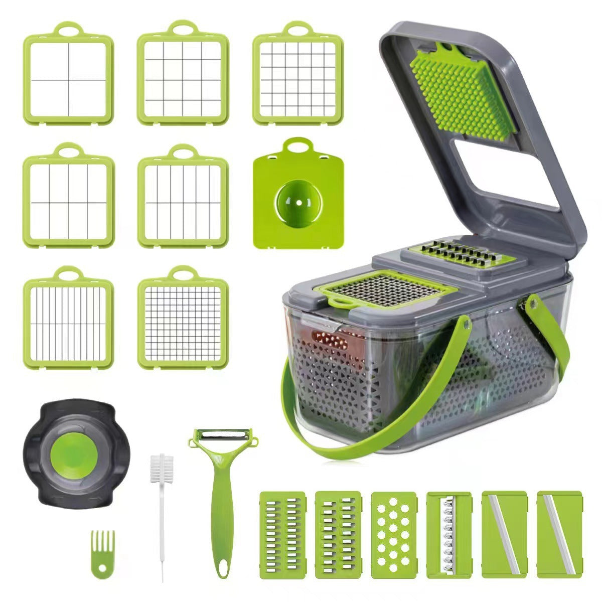 Kitchen multi-function vegetable cutter slicer grater onion potato dicer vegetable cutter 22-piece set patented design
